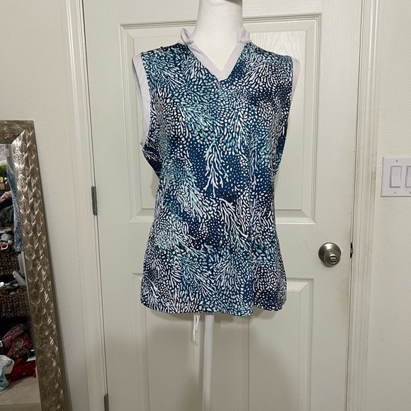 Coral Bay Tops - Coral Bay Golf Women's Sleeveless Blue Patterned Top